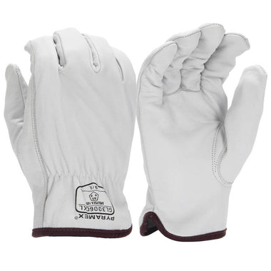 Pyramex GL3006CK Premium Grain Goatskin Leather Driver HPPE A5 Cut Gloves, White