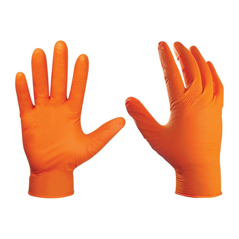 General Electric Disposable Nitrile Gloves GG622 - Orange - 8 mil - Box of 50 (S, M, L, XL)