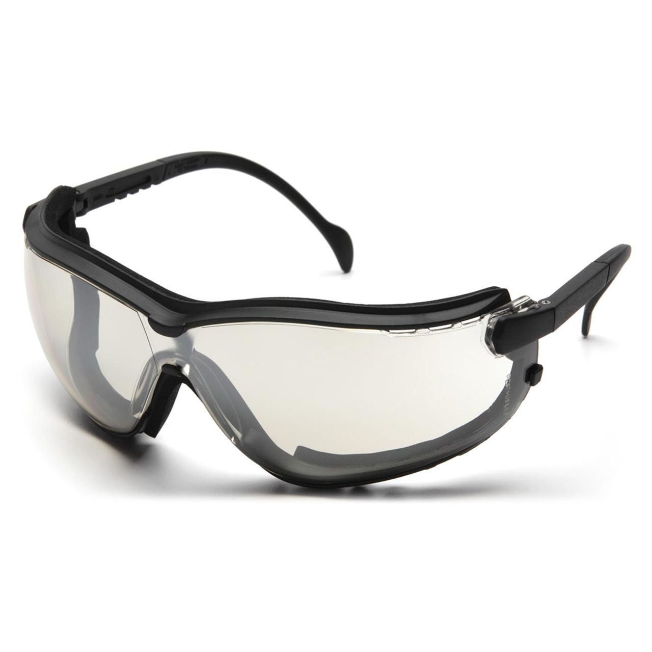 Pyramex V2G Foam Padded Sealed Safety Glasses - Indoor/Outdoor Mirror Anti-Fog Lens - Black Strap