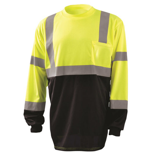 Custom OccuNomix Type R Class 3 High-Vis Black Bottom Long Sleeve T-Shirt, LUX-LSETPBK