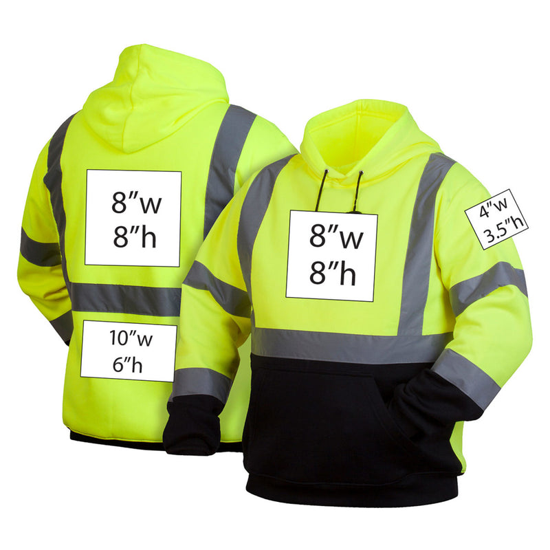 Custom Pyramex RSSH32 Type R Class 3 Hi-Vis Pullover Black Bottom Hooded Sweatshirt