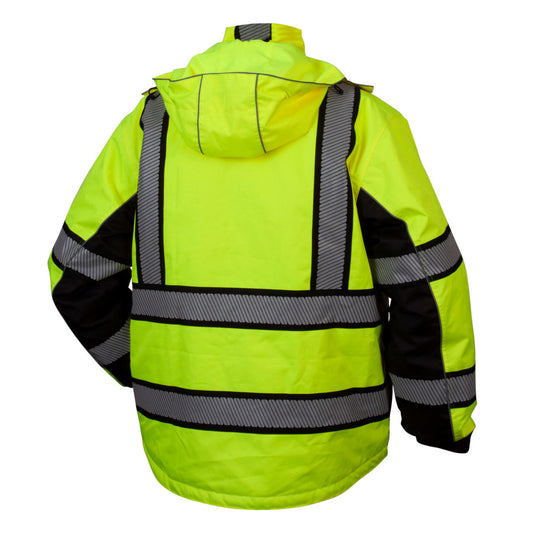 Pyramex RPB36 Type R Class 3 Hi-Vis Waterproof 2-in-1 Quilt Lined Parka - Hi-Vis Lime Green