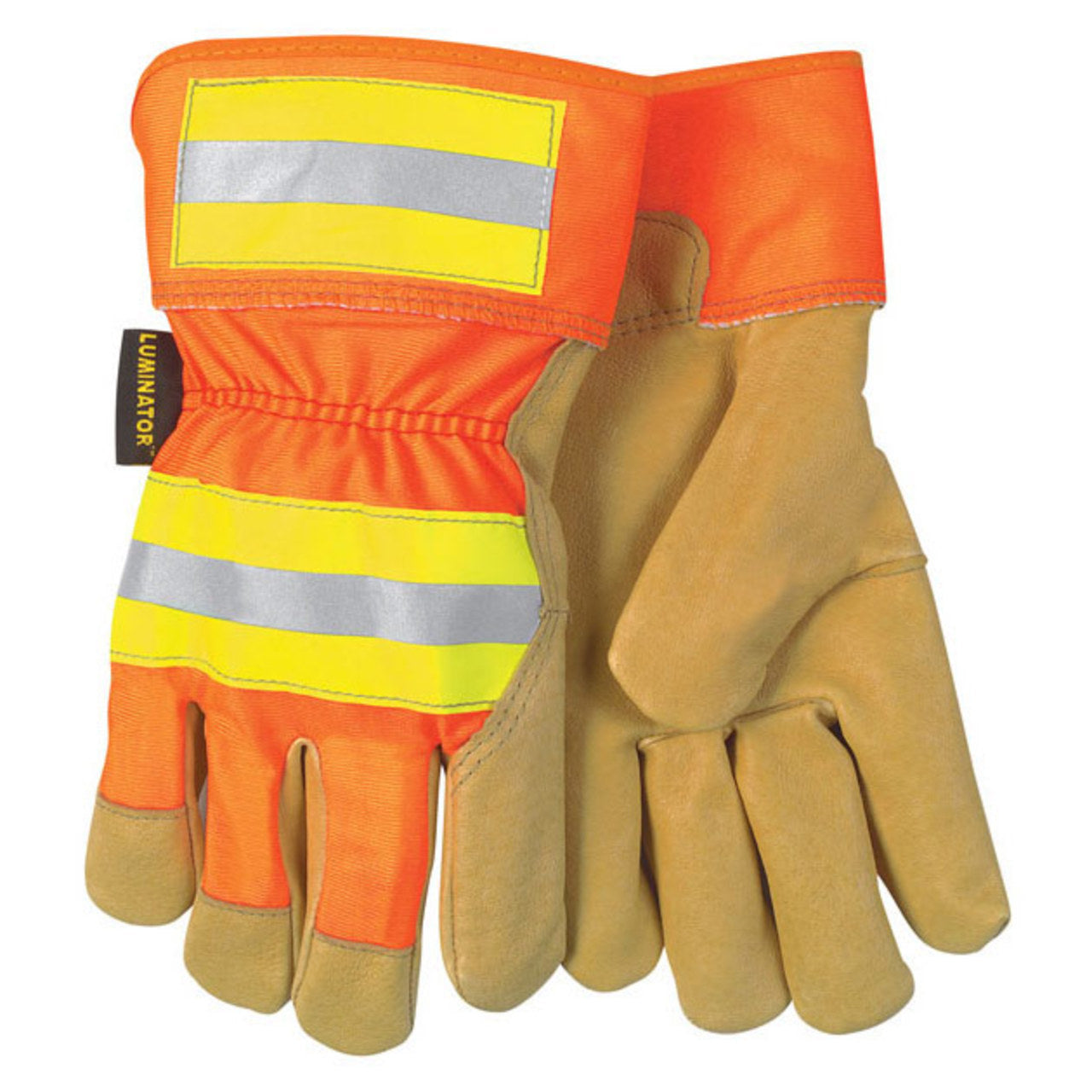 Hi-Vis Reflective Insulated Fleece Lined Leather Palm Work Gloves, 19251