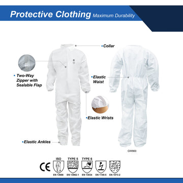 General Electric GW900 SMS Protective Coverall, White, Case of 24