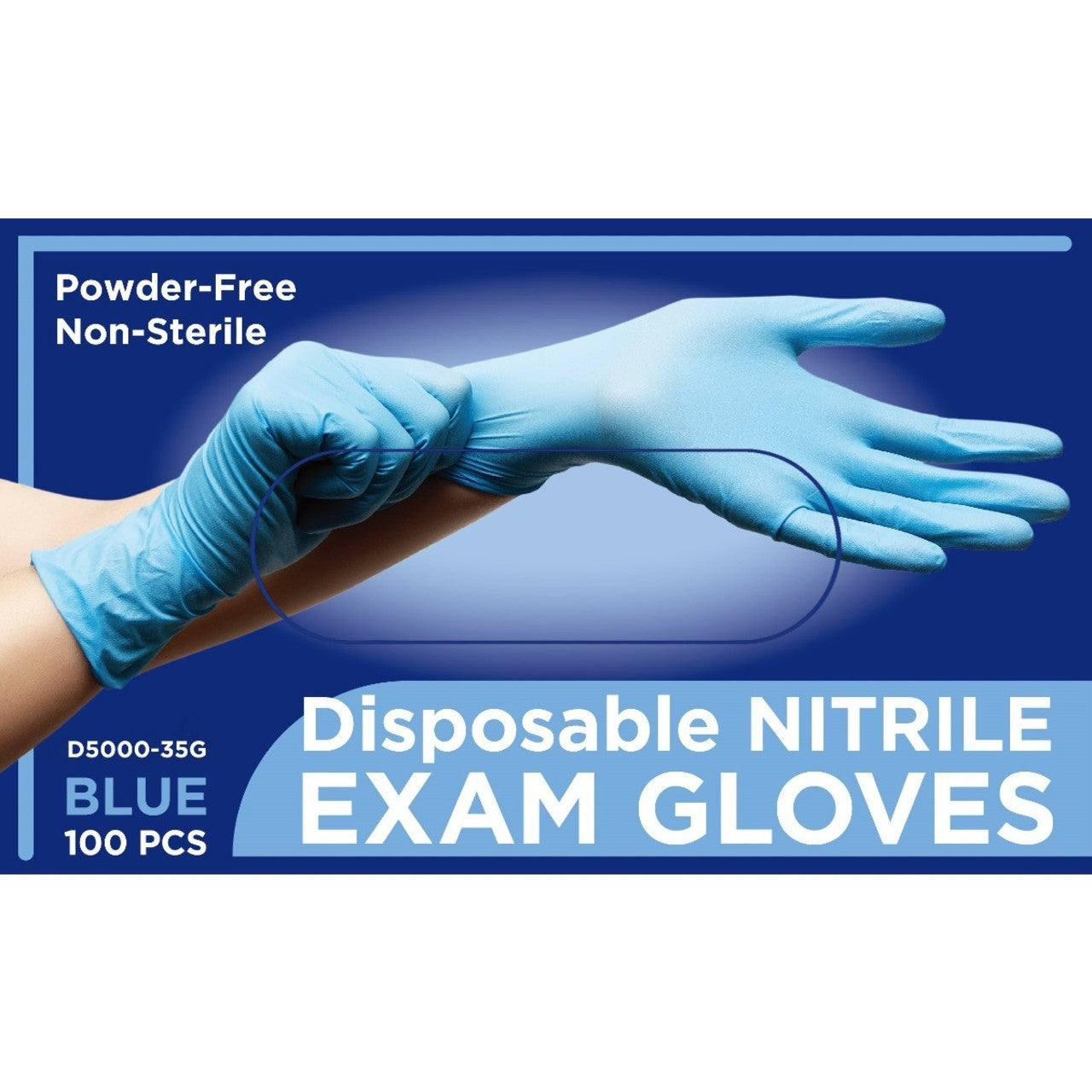 Disposable Nitrile Exam Gloves - Blue - 4 mil - Box of 100 (S, M, L, XL, 2XL)