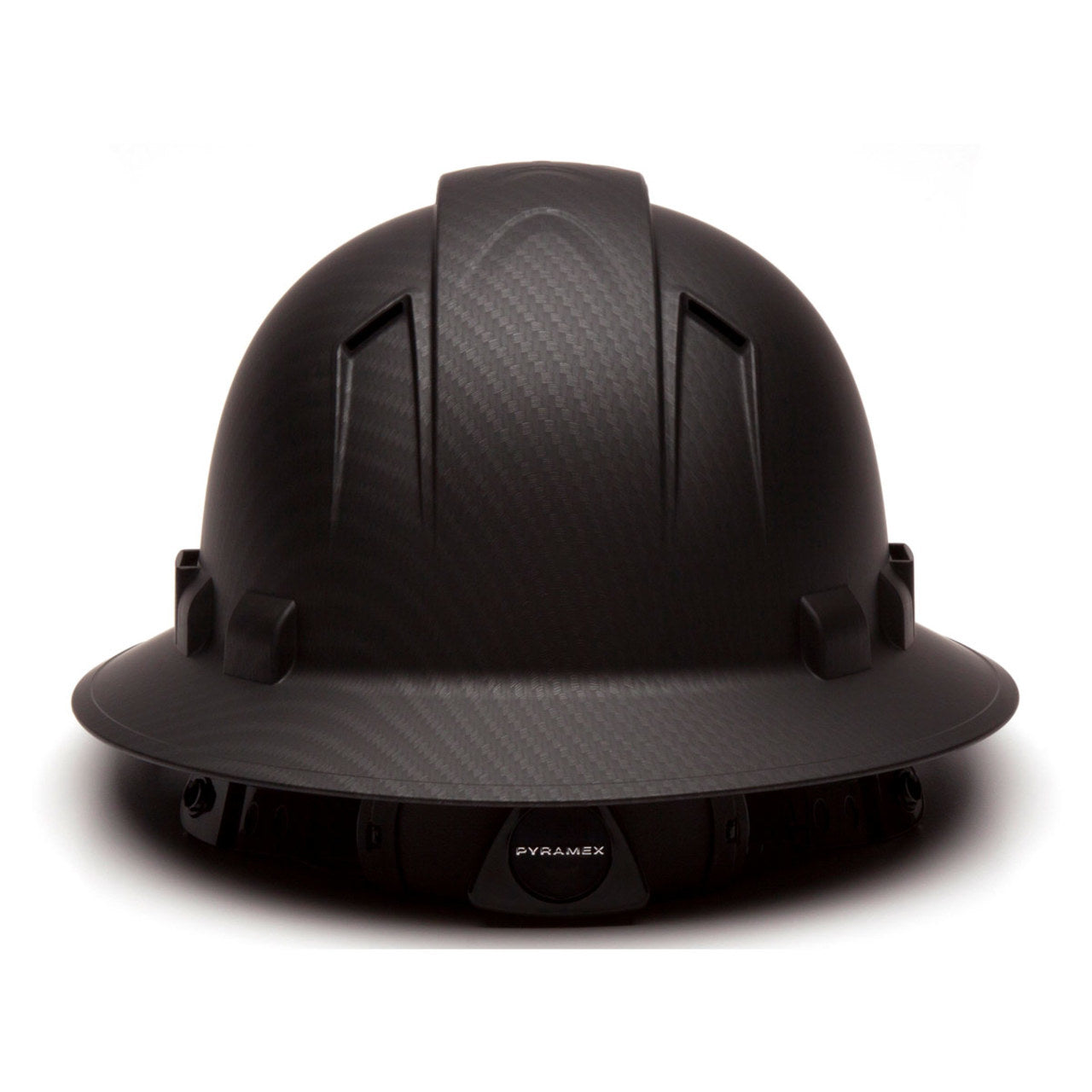 Custom Pyramex Ridgeline Vented Full Brim Hard Hat, 4-Point Ratchet Suspension, Matte Black Graphite