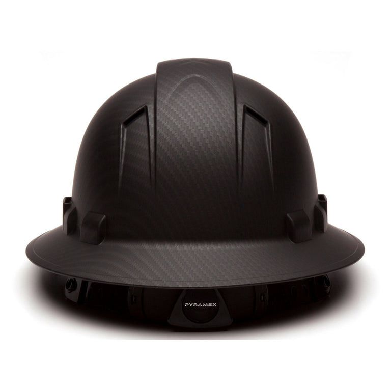 Custom Pyramex Ridgeline Vented Full Brim Hard Hat, 4-Point Ratchet Suspension, Matte Black Graphite