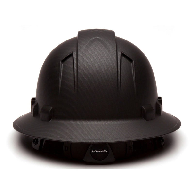 Custom Pyramex Ridgeline Vented Full Brim Hard Hat, 4-Point Ratchet Suspension, Matte Black Graphite