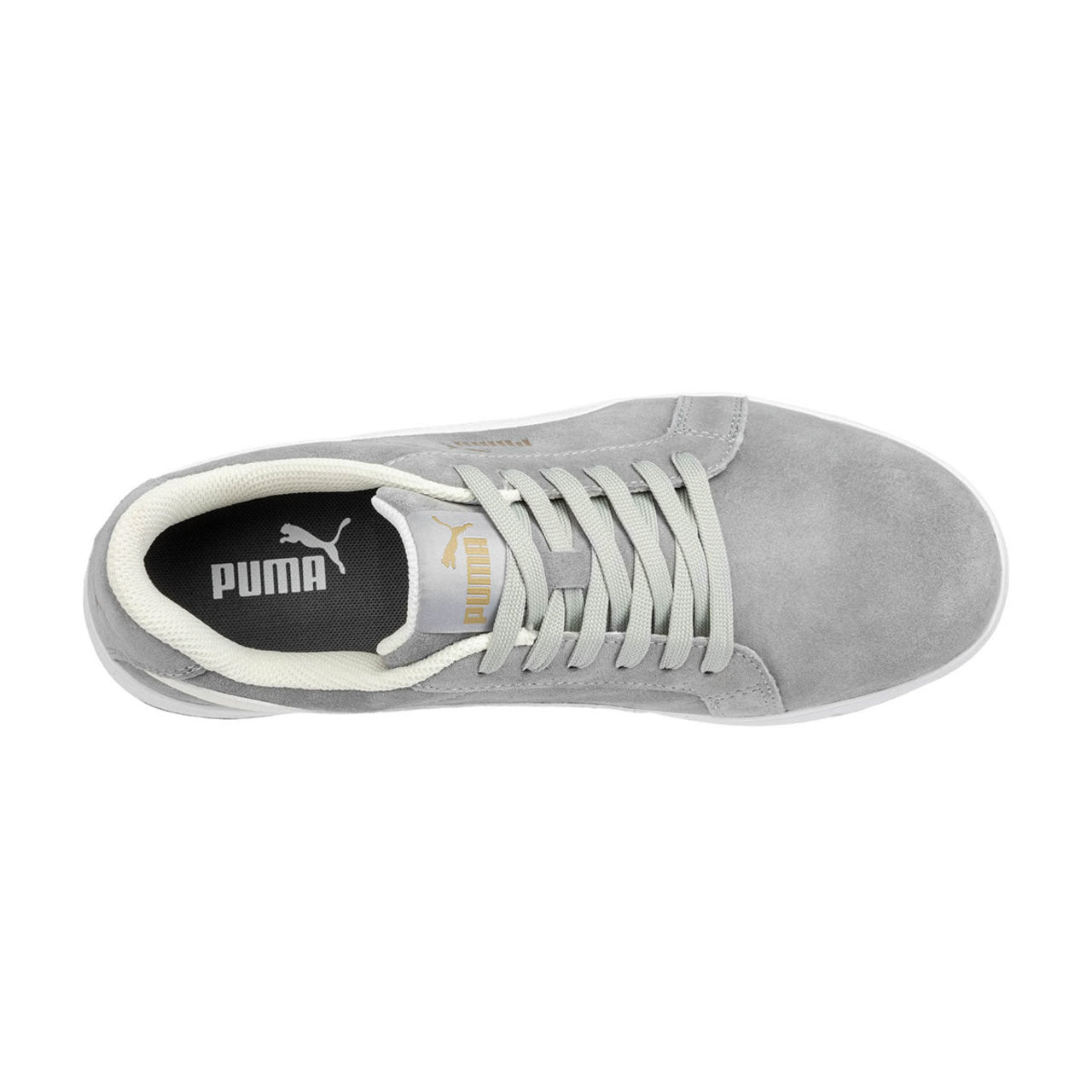 Puma Safety Women's Icon Suede Low SD Composite Toe Shoes, 640125, Gray/White