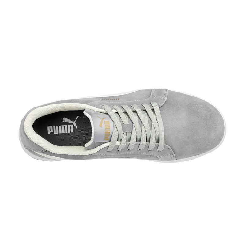 Puma Safety Women's Icon Suede Low SD Composite Toe Shoes, 640125, Gray/White