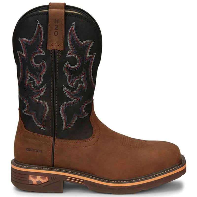 Justin Men's Resistor 11" Waterproof EH Nano Composite Toe Boots, CR4012, Brown