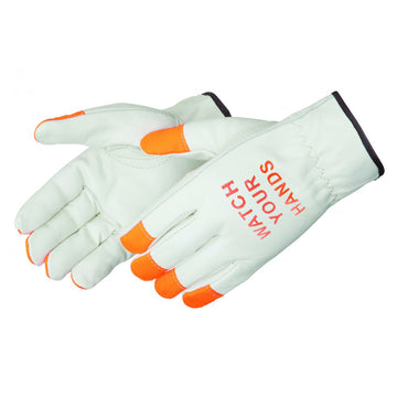 Rugged Blue "Watch Your Hands" Cowhide Leather Driver Gloves