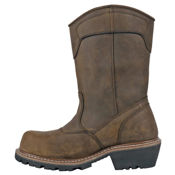 Hoss Men's Pull-On Loggers Waterproof EH Composite Toe Boots, 90211, Brown, 90211, Brown