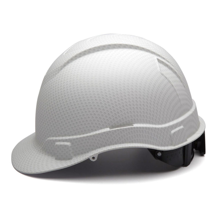 Pyramex Ridgeline Cap Style Hard Hat 4-Point Ratchet Suspension, HP44116, Matte White Graphite
