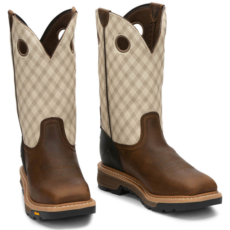Justin Men's Roughneck 12" EH Soft Toe Boots, WK2116, Brown