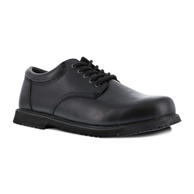 Grabbers Men's Slip Resistant Black Plain Toe Oxford, G1120