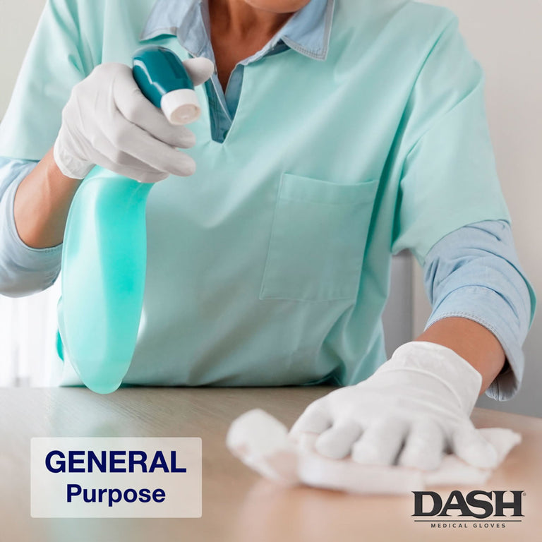 DASH Alasta Nitrile Exam Grade Disposable Gloves, White, 3.9 mil, Box of 100