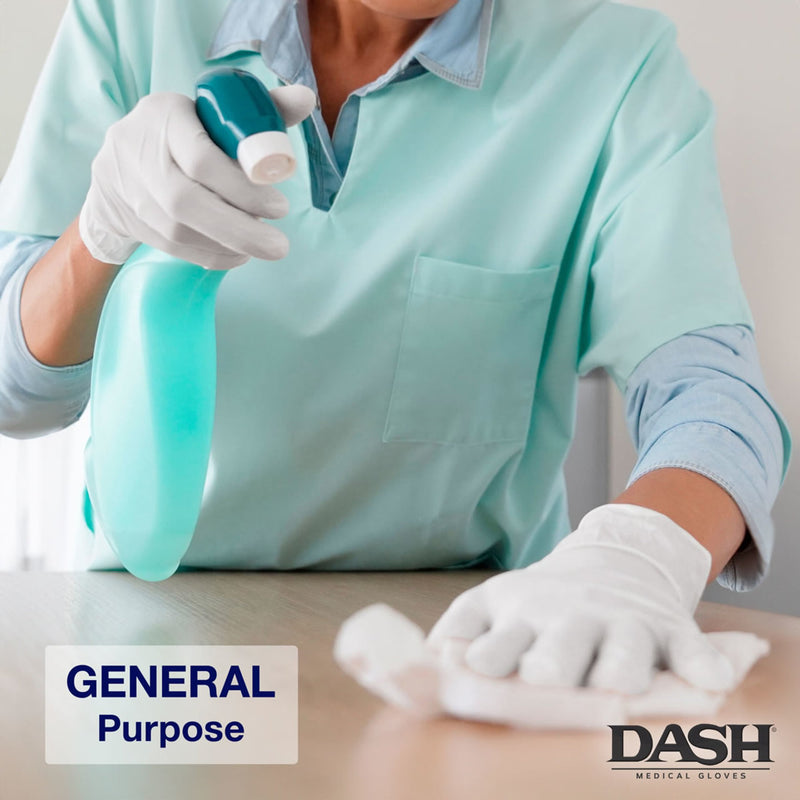 DASH Alasta Nitrile Exam Grade Disposable Gloves, White, 3.9 mil, Box of 100