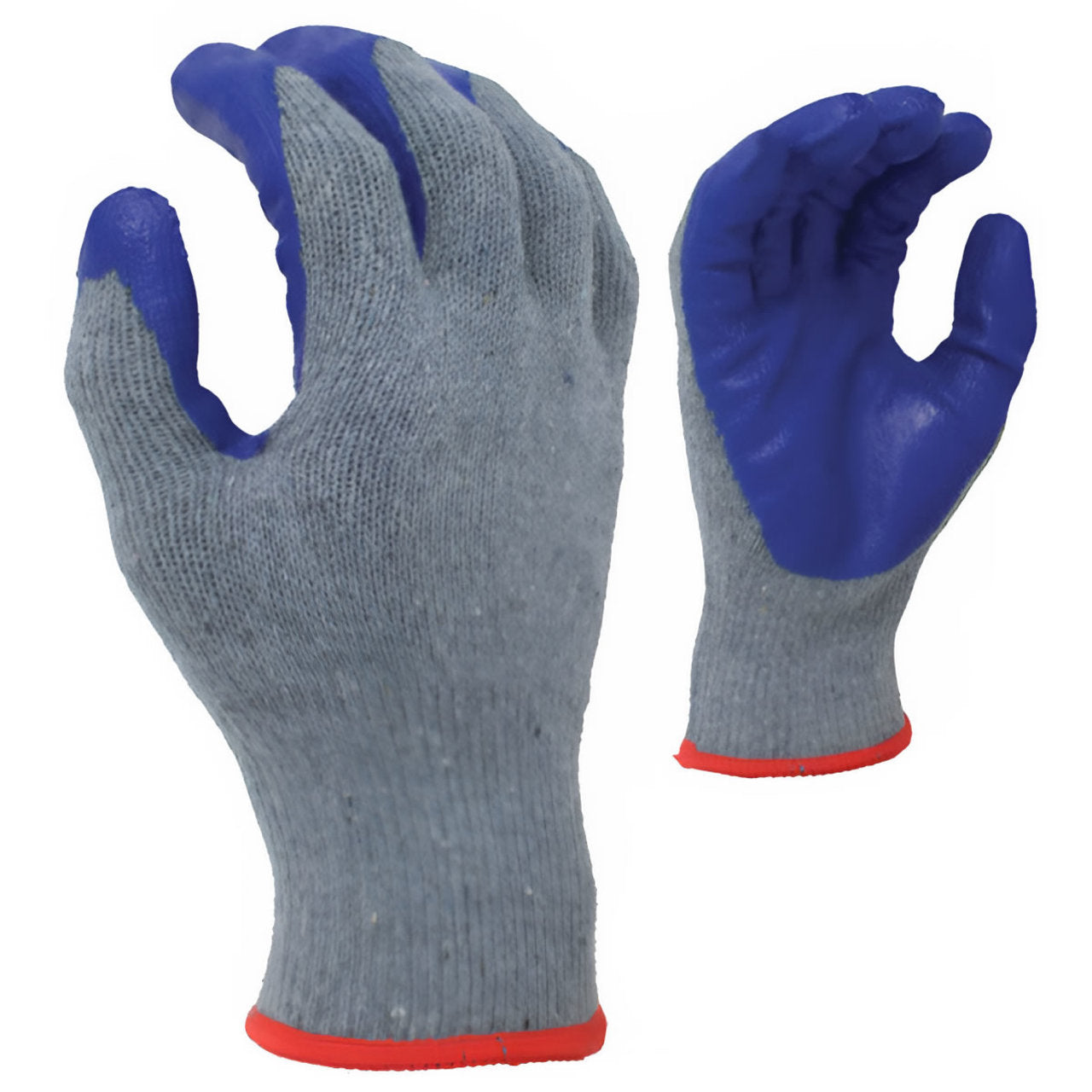 Rugged Blue GL480 Latex Coated Gloves, Seamless Knit Cotton/Polyester, 12 Pairs