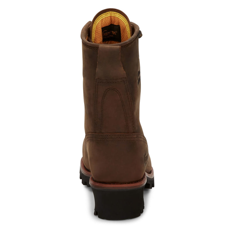 Chippewa Men's Paladin 8" Logger EH Waterproof Steel Toe Boots, 73101, Brown