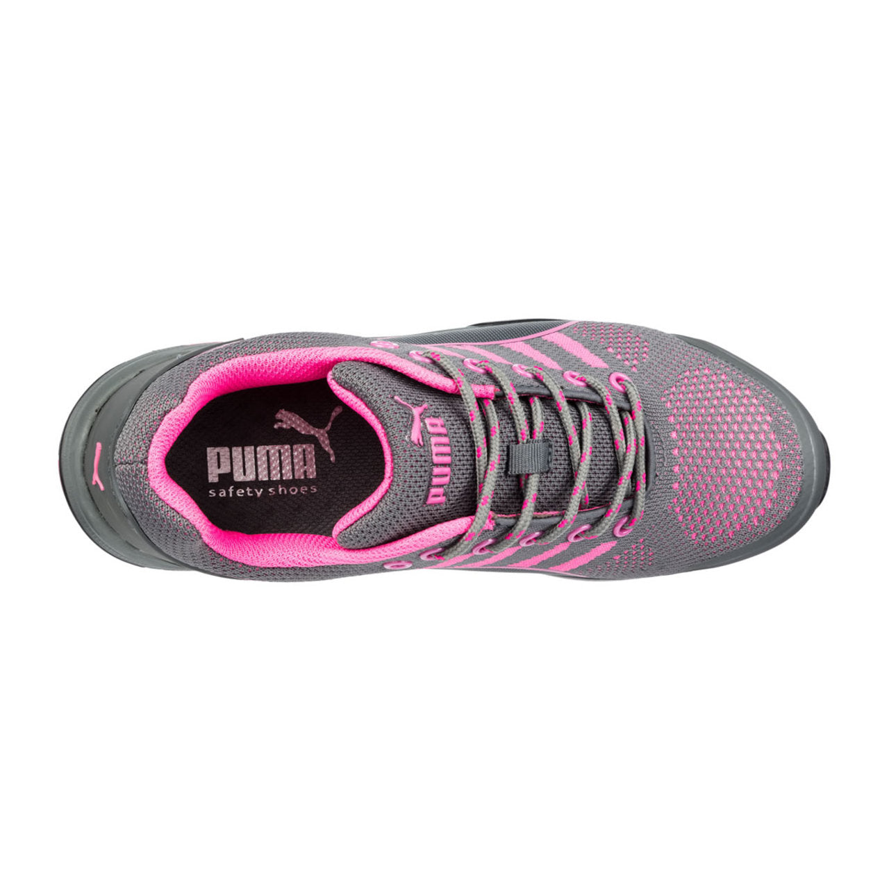 Puma Safety Women's Celerity Knit Low SD Steel Toe Knit Shoes, 642915, Gray/Pink