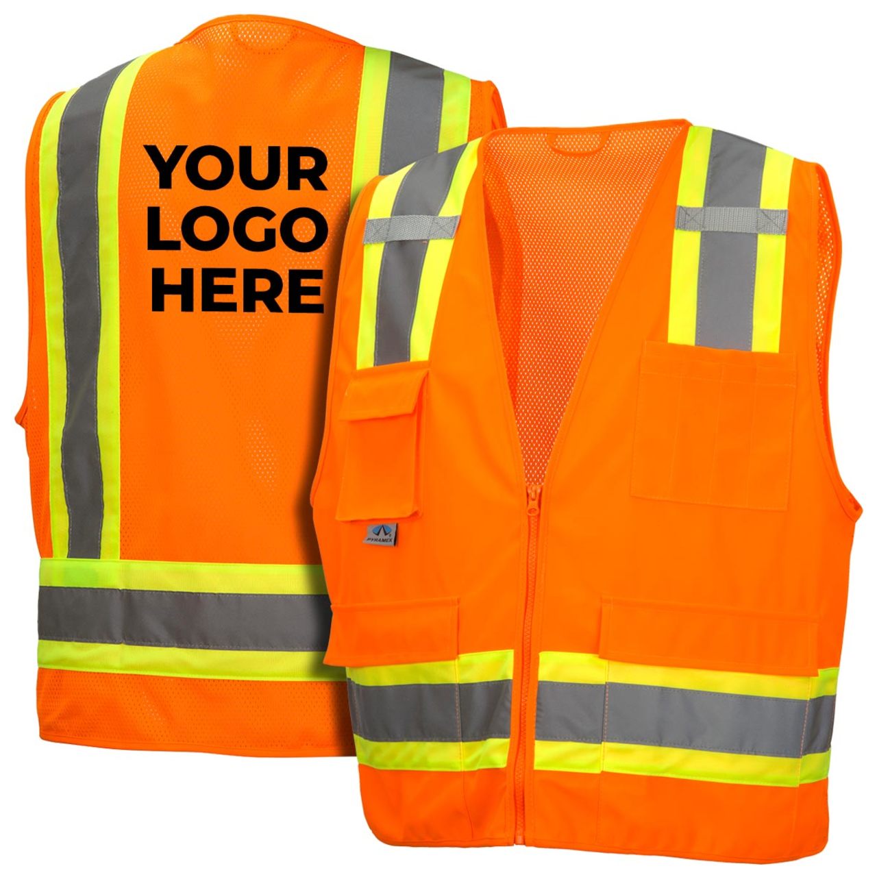 Custom Pyramex RVZ24 Type R Class 2 Hi-Vis Surveyor's Mesh Back Safety Vest