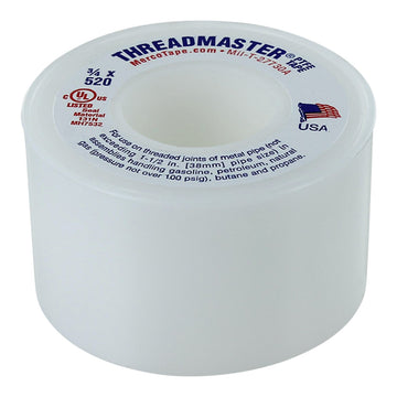 M55 Threadmaster Threadseal High Density PTFE Tape, White, 3/4in x 520in