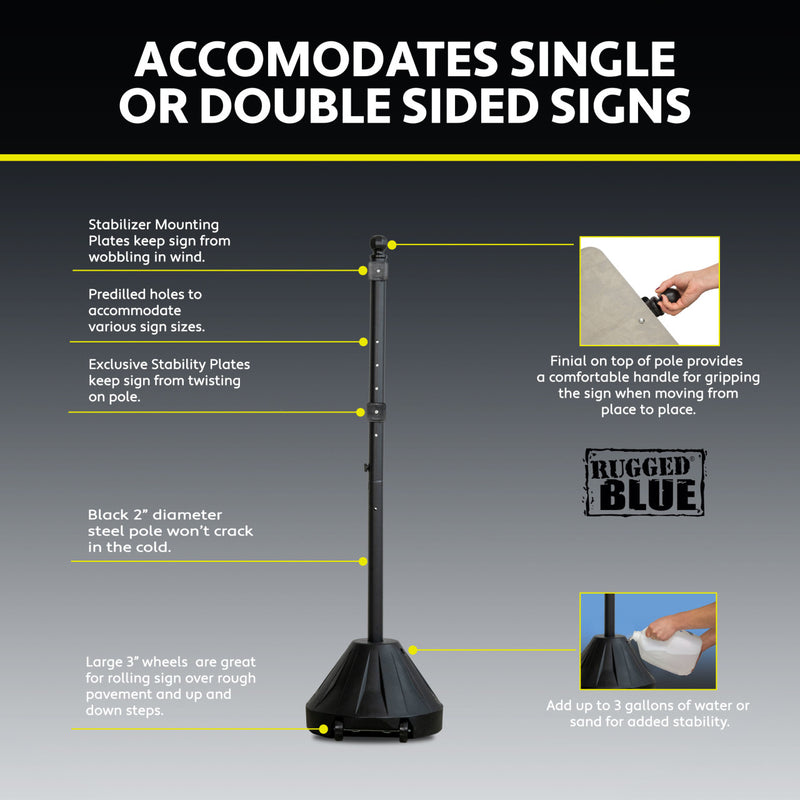 Rugged Blue Portable Sign Holder 60"