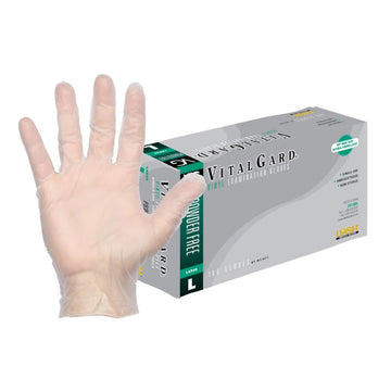 DASH VitalGard Vinyl Exam Grade Disposable Gloves, Clear, 3.9 mil, Case of 1000