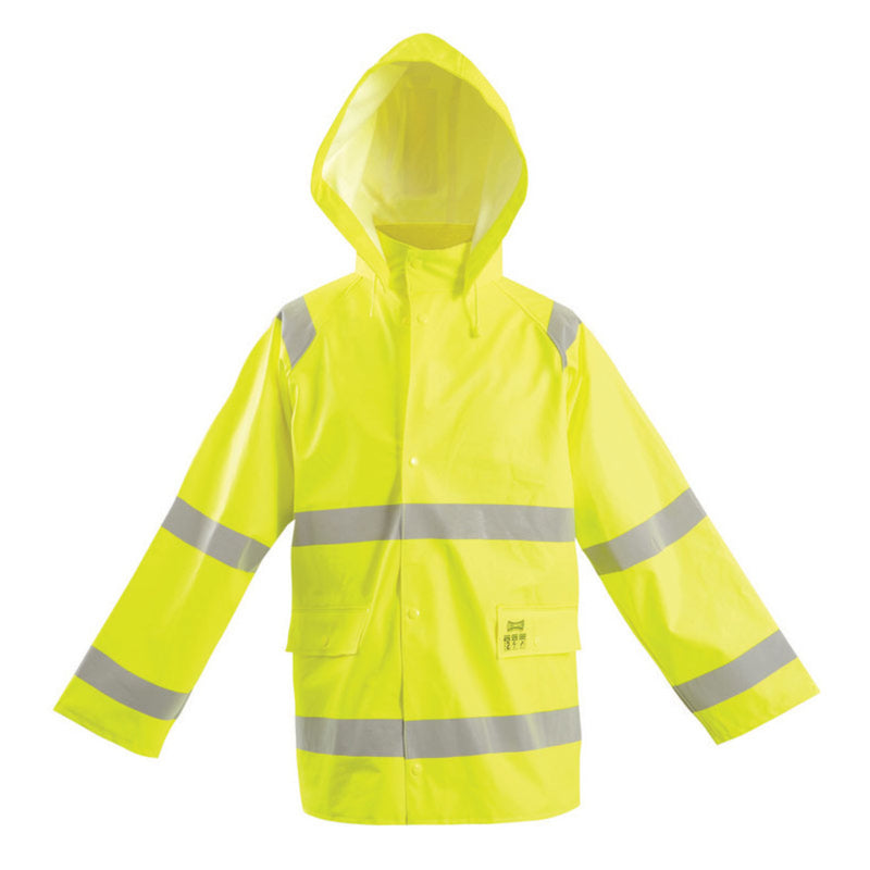 Occunomix Type R Class 3 Hi-Vis Flame Resistant Waterproof Rain Jacket, LUX-TJR/FR2