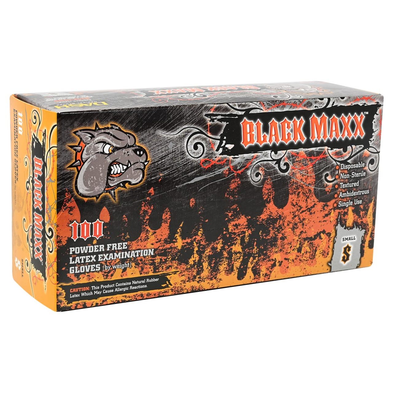 DASH Black Maxx Latex Exam Grade Disposable Gloves, Black, 6.6 mil, Box of 100