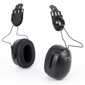 Pyramex Full Brim Hat Mounted Earmuffs, NRR 23dB, CMFB6010, Black