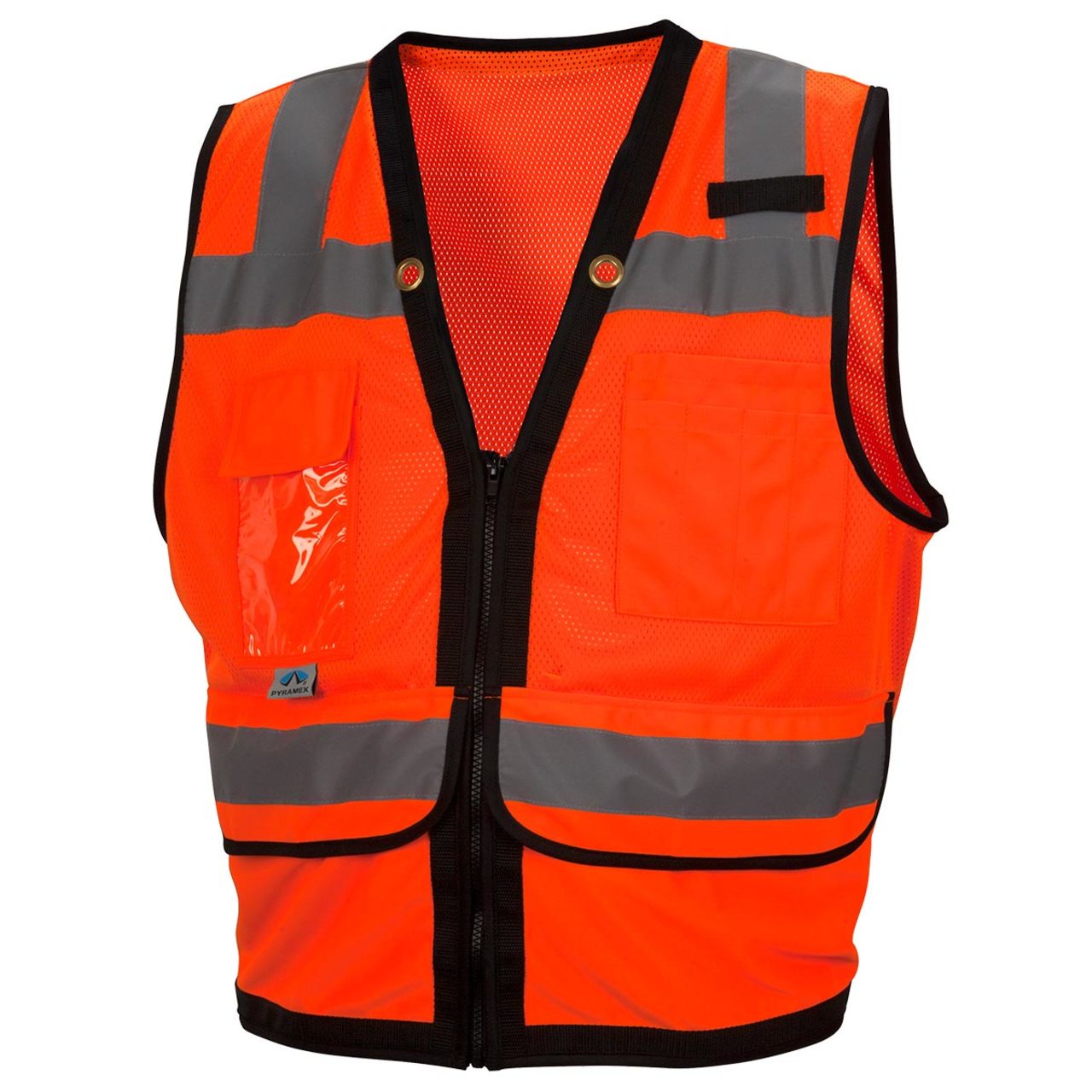 Custom Pyramex RVZ28 Type R Class 2 Hi-Vis Black Trim Mesh Safety Vest