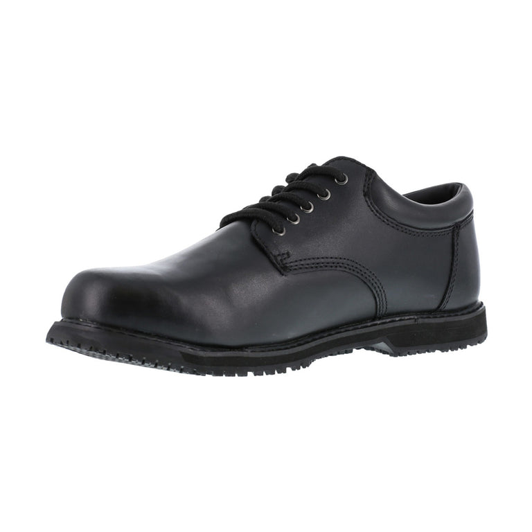 Grabbers Men's Slip Resistant Black Plain Toe Oxford, G1120
