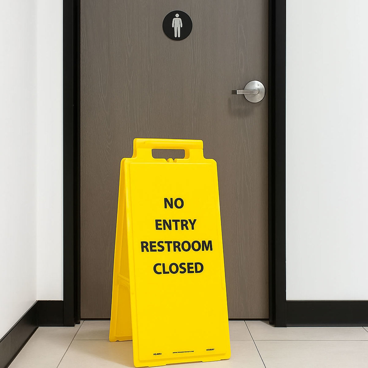 No Entry Restroom Closed English Only 10.75x24.625, Heavy Duty Floor Sign