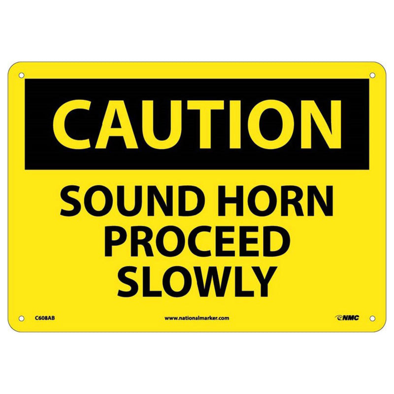 Caution Sound Horn Proceed Slowly 10x14 Plastic Sign