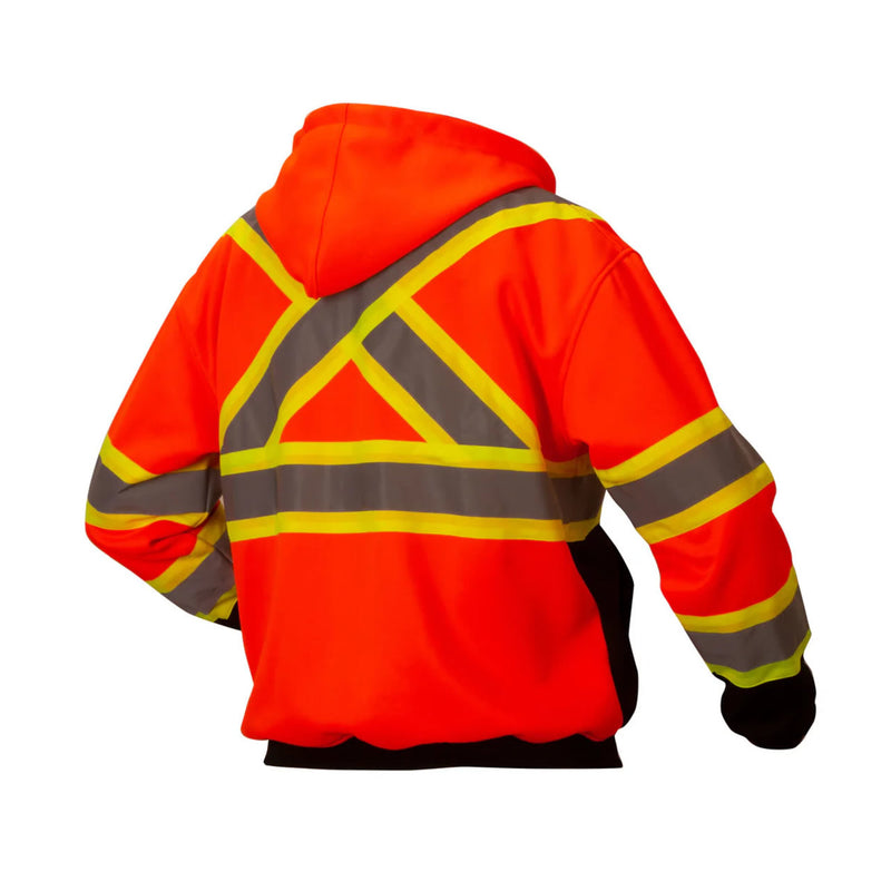 Custom Pyramex RCSZH33 Type R Class 3 High-Vis Zip Black Bottom Sweatshirt with X-Back - High Vis Lime Green