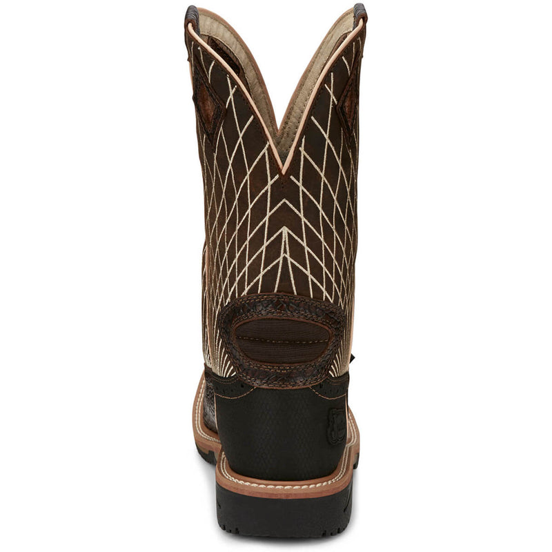 Justin Men's Derrickman 12" EH Composite Toe Boots, SE4833, Brown