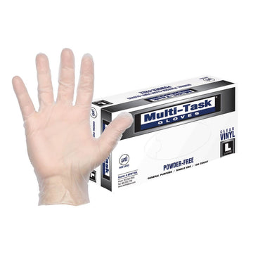 DASH Multi-Task Vinyl Disposable Gloves, Clear, 3.5 mil, Box of 100