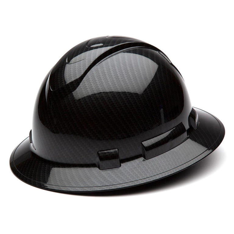 Custom Pyramex Ridgeline HD Glossy Full Brim Hard Hat, 4-Point Ratchet Suspension, 12 Pack