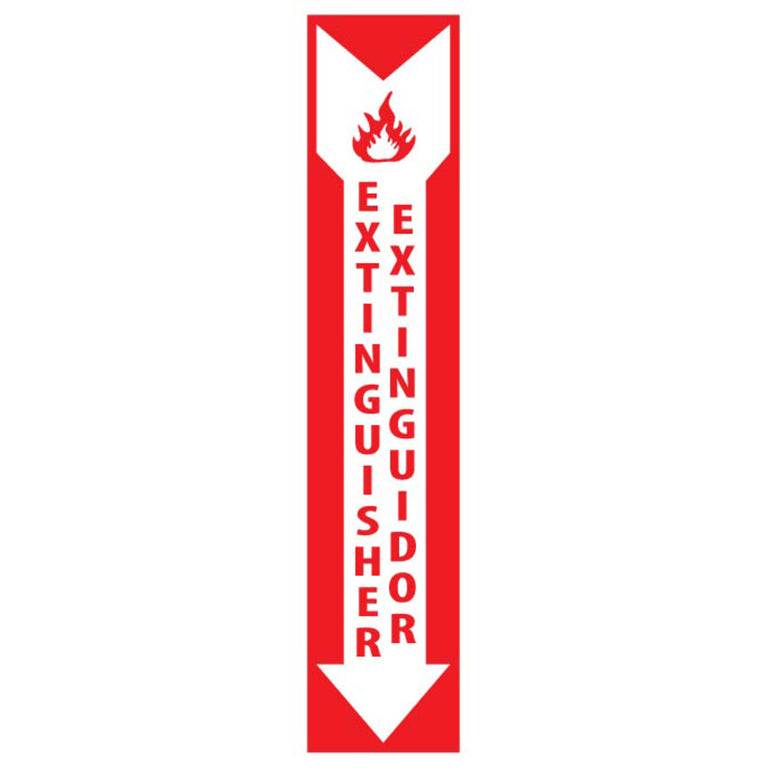 Fire Extinguisher Bilingual, 18x4 Vinyl Sign