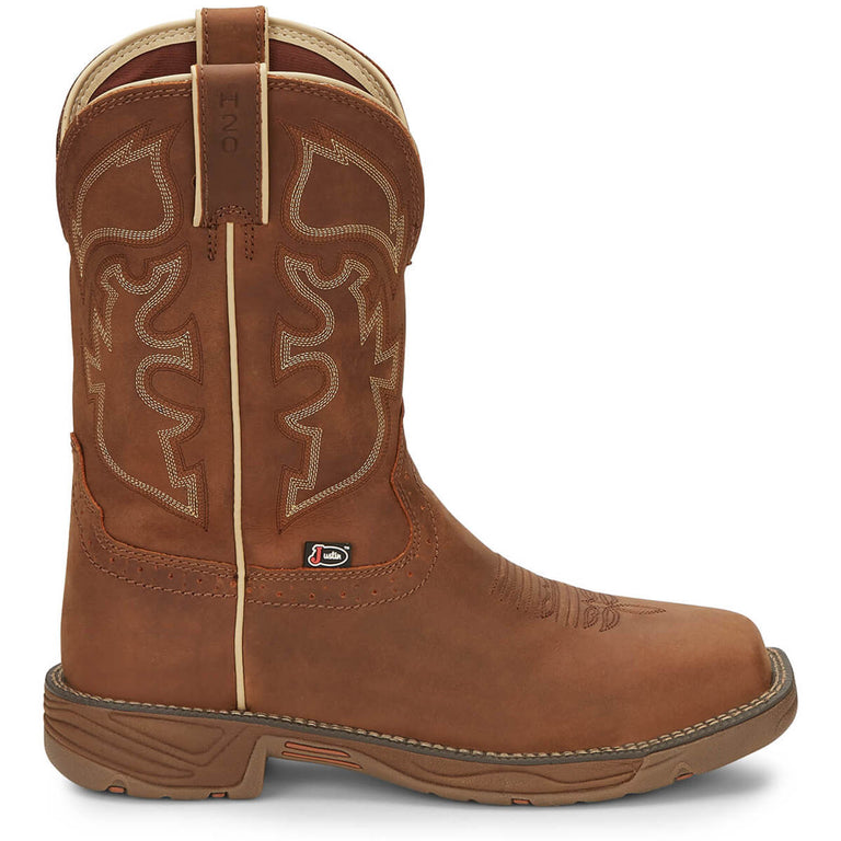 Justin Men's Rush 11" Waterproof EH Soft Toe Boots, WK4330, Tan