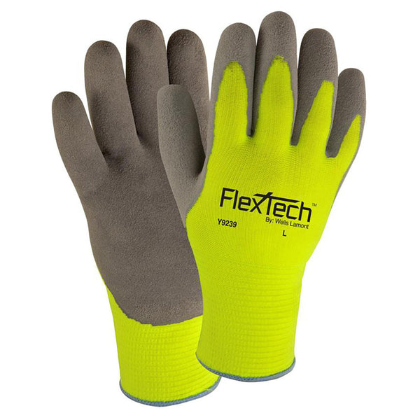 Wells Lamont Y9239 FlexTech A1 Cut Sandy Latex Coated Gloves, High-Vis