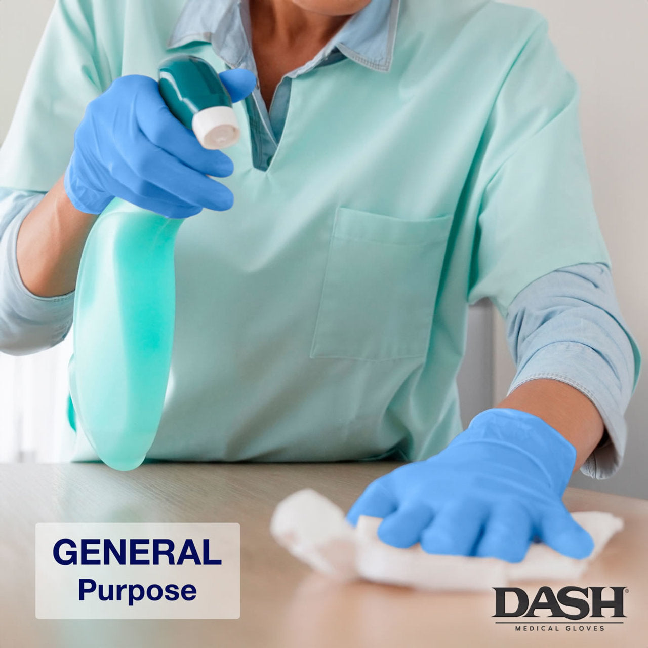 DASH Halo Nitrile Exam Grade Disposable Gloves, Light Blue, 3.9 mil, Box of 100