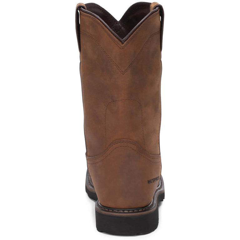 Justin Men's Drywall 10" Waterproof EH Steel Toe Boots, SE4961, Brown