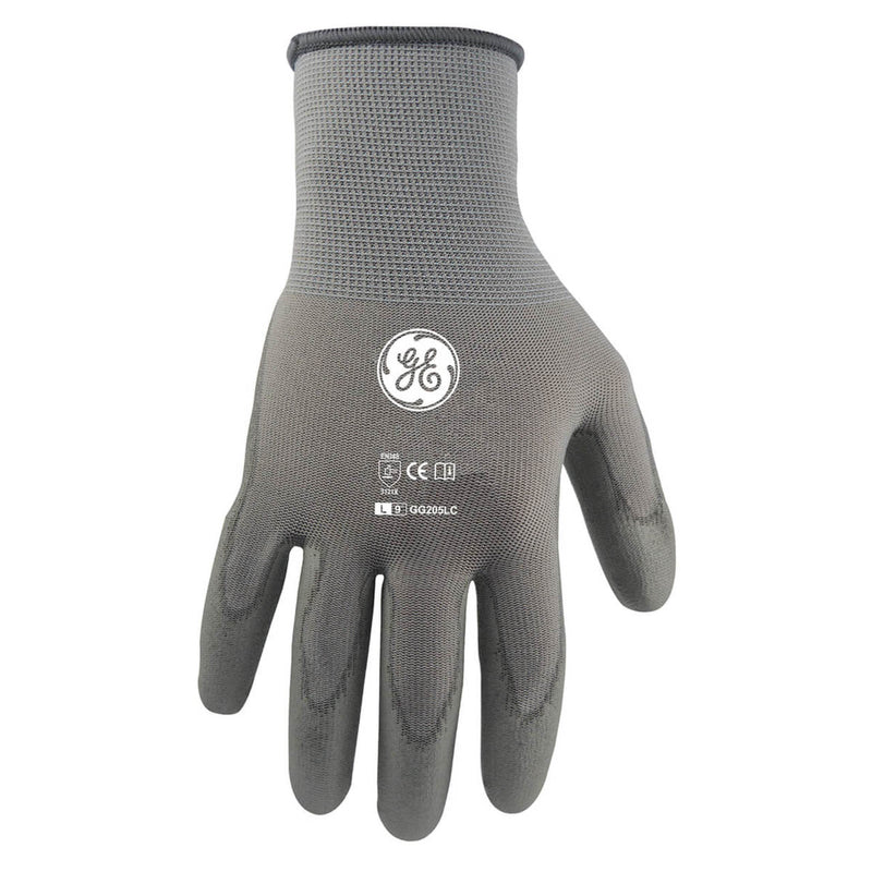 General Electric GG205 Polyurethane Dipped Gloves, Gray