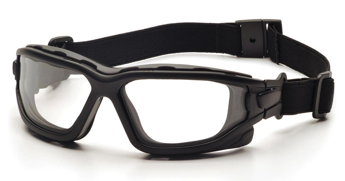 Pyramex I-Force Dual Pane Sealed Safety Glasses, Black Frame/Strap
