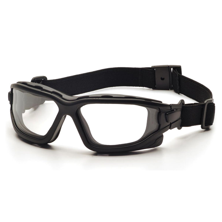 Pyramex I-Force Dual Pane Sealed Safety Glasses, Black Frame/Strap