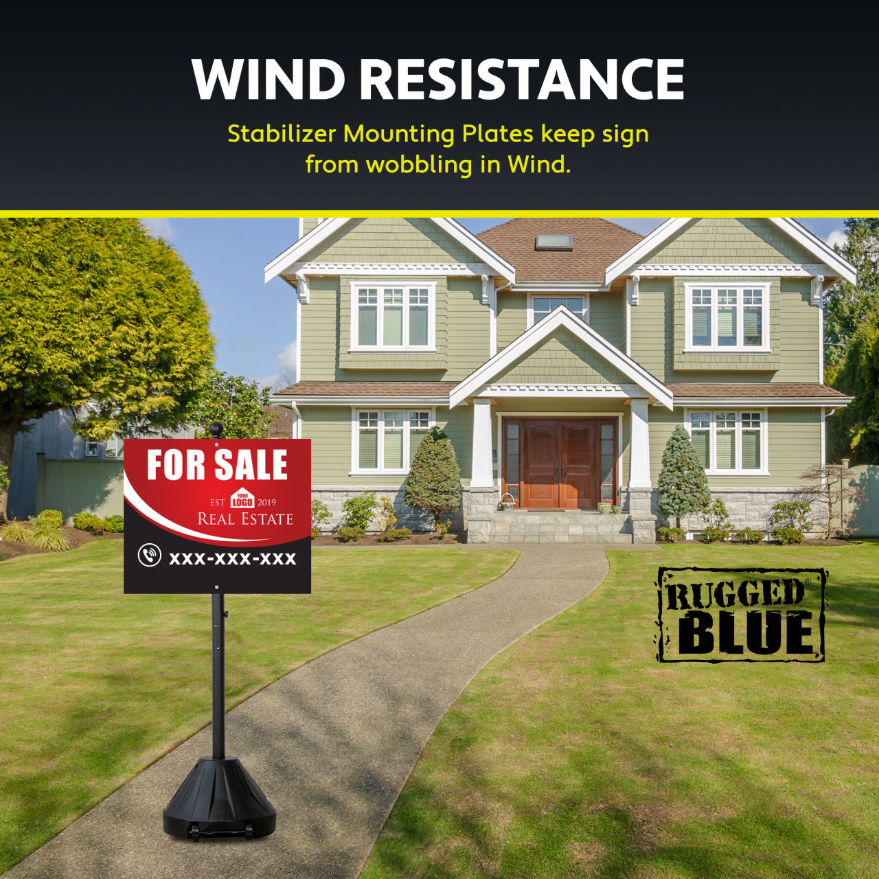 Rugged Blue Portable Sign Holder 60"