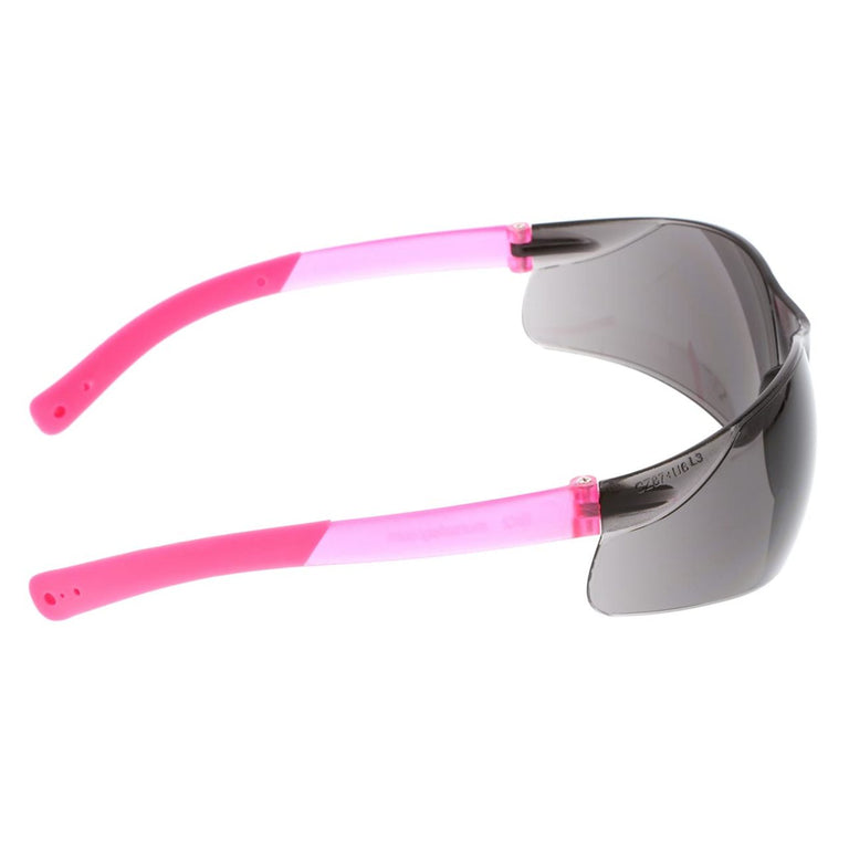 MCR BearKat BK2 Small Frame Safety Glasses - Gray Lens - Non-Slip Pink Temple